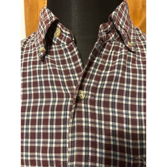Men's Large Button Up Shirt Wingo Burgundy Blue - Picture 3 of 5